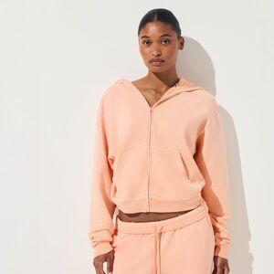 Skims French Terry Full Zip-Up Hoodie in Cantaloupe Size S